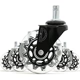 Office chair wheels replacement rubber chair casters for hardwood floors and carpet, set of 5, heavy duty office chair casters for chairs to replace chair mats - Universal fit