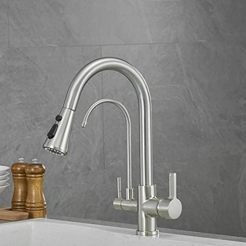 Robinet de cuisine à 3 voies avec mitigeur d'évier à haut arc et douchette