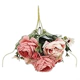 Bouquet di peonie artificiali, fiori finti realistici per la decorazione della casa, in plastica resistente ai raggi UV, decorazione per centrotavola per matrimoni, feste, colore rosa