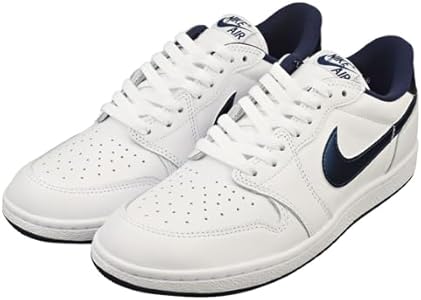 Nike Tênis masculino Air Jordan 1 Low, Branco/Azul-marinho, 40