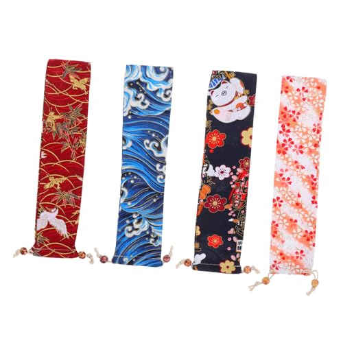 Sosoport Pochette De Transport pour Éventail Pliable, Paquet à Cordon en Tissu, Protection Légère Et Polyvalente, Housse pour Éventail Japonerie, Rangement Voyage, Lot De 4 Paquet