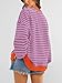 PRETTYGARDEN Womens Striped Oversized Sweatshirt Color Block Crew Neck Long Sleeve Casual Loose Pullover Top Y2K Clothes (Rose Red Grey Blue, Medium)