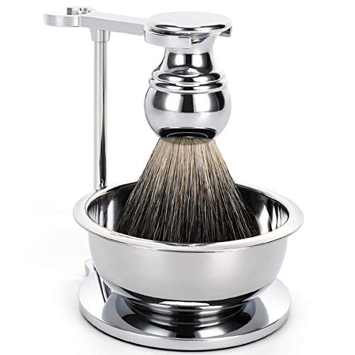 SANWA Deluxe Shave Stand Razor Brush Holder and Shaving Soap Bowl with High