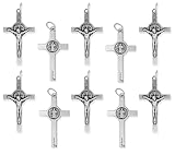 ST. BENEDICT MEDAL - A powerful sacramental that is recognized by the Catholic church and associated with miracles of healing and liberation from demonic influence. Embedded in the crucifix design. SIZE AND QUANTITY - Each package includes 10 crucifi...