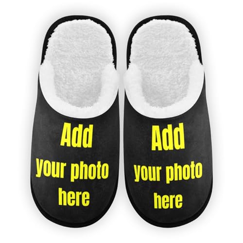 Glaphy Custom Slippers for Men, Personalized Photo Memory Foam Non-Slip Indoor Slippers Bedroom Hotel Travel Spa Home Shoes, Large