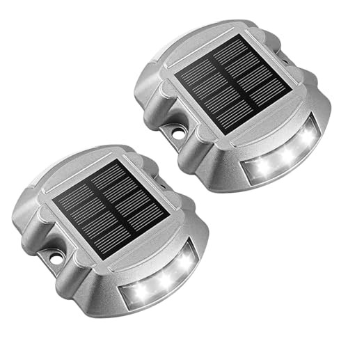 Dioche Luci al suolo, Luci per passerelle stradali solari, 6 lampade a LED per esterni impermeabili per il giardino di terra Prato cortile Patio percorso, bianco (2pcs)