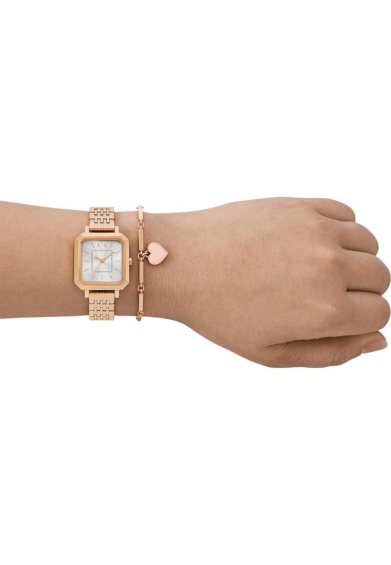 Armani Exchange Orologio da donna, Quarzo Movimento a tre lancette e cassa da 27 mm con cinturino in acciaio inossidabile