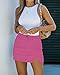 luvamia Skorts Skirts for Women Denim Mini Skirt Side Slit with High Wasited Jean Shorts Stretchy Pink Skirt Jean Dress Going Out Skirts for Women Hot Pink Size Small US Size 4-6