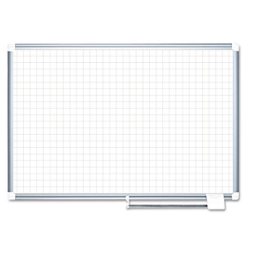 Mastervision Gridded Magnetic Steel Dry Erase Planning Board, 1" Grid, 72 X 48, White Surface, Silver Aluminum Frame #TOP14