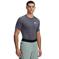 Under Armour UA HG Armour Comp SS T-Shirt, Castlerock / / Bianco