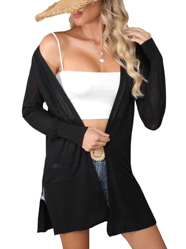 Image of Women's Trendy Lightweight Long Cardigans Summer Casual Beach Vacation Open Front Cardigan 2379