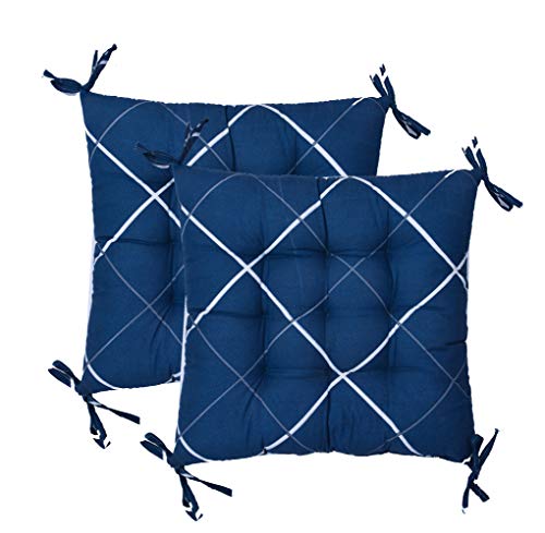 Image of COZY FURNISH Microfiber Cotton Chair Pads with Four Corner Ties 16x16(Inches) 41X41(CM) Square, Pack of 2 | Extra-Comfortable & Soft Seat Cushions | Ergonomic Pillows