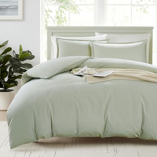 LANE LINEN Parure de lit double en coton bio - Literie 3 pièces ultra douce, comprend 1 housse de couette 200 x 200 cm et 2 taies d'oreiller, naturel et...