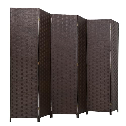FDW Room Divider Wood Screen 6 Panel Folding Portable Partition