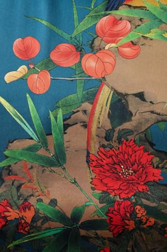 Image of Women's Silk Kimono Robe Short Bathrobe Nightgown 100% Mulberry Silk for Women - Classic Floral Pattern
