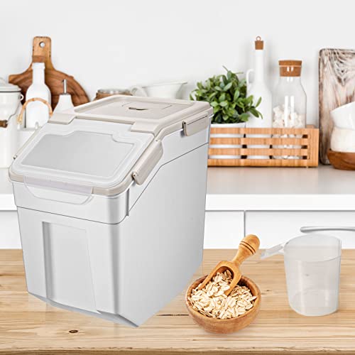 Sunnyray 2 Pcs 50Lbs Rice Storage Containers With Measuring Cups Airtight Thickened Wet Proof For Rice Cereals Pet Food Flour Pp Material Containers With Wheels Large Capacity #TOP4