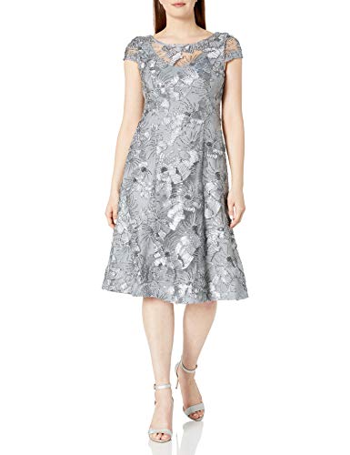 Image of Alex Evenings Women's Short Embroidered Cocktail Dress, Wedding Guest (Petite and Regular Sizes)