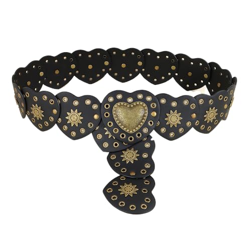 TOFBS Cinturón para Mujer Ancho Cuero PU de Metal Moda Vintage Ci...