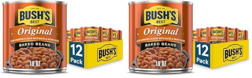 Image of BUSH'S BEST 16 oz Canned Original Baked Beans,Source of Plant Based Protein and Fiber,Low Fat,Gluten Free,(Pack of 24)