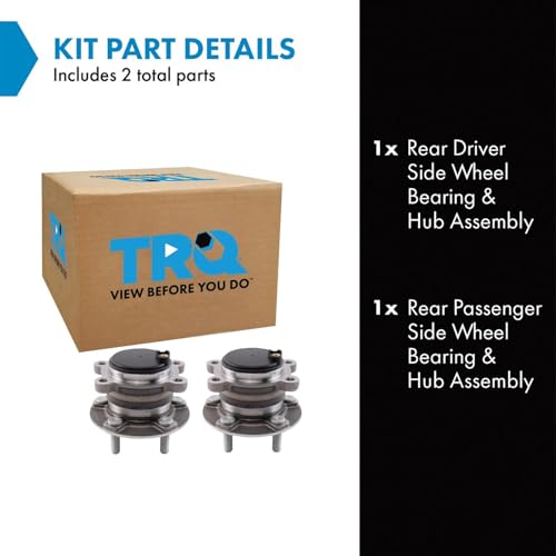 Image of TRQ Rear Driver and Passenger Side Wheel Bearing and Hub Assembly Set 2 Piece Compatible with 2020-2022 Ford Escape FWD 2020-2022 Lincoln Corsair FWD