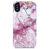 iPhone X Case for Girls/iPhone Xs Case, GOLINK Marble Series Slim-Fit Ultra-Thin Anti-Scratch Shock Proof Dust Proof Anti-Finger Print TPU Gel Case for iPhone X/iPhone Xs - Pink Line Marble