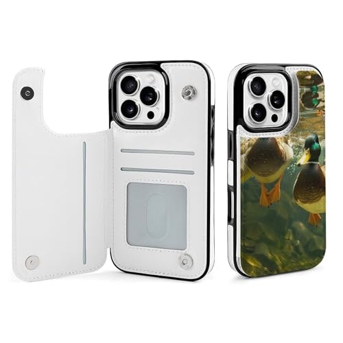 Étui iPhone 16 Pro portefeuille canard pour smartphone à rabat cuir
