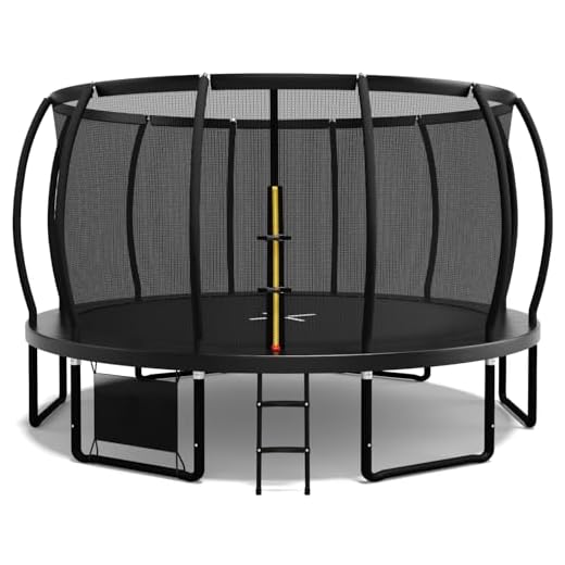 Flamaker Trampoline de Extérieur pour Enfants Ø366/427cm, Kit Complet avec Filet de sécurité, échelle, Housse de Bord, ancrage au Sol et Accessoires, Structure Stable, Charge 150 kg