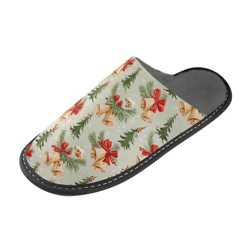 Slippers for Women Christmas Tree Bell Pattern Soft Winter Warm Shoes Indoor Outdoor Non-Slip House Travel Slippers2