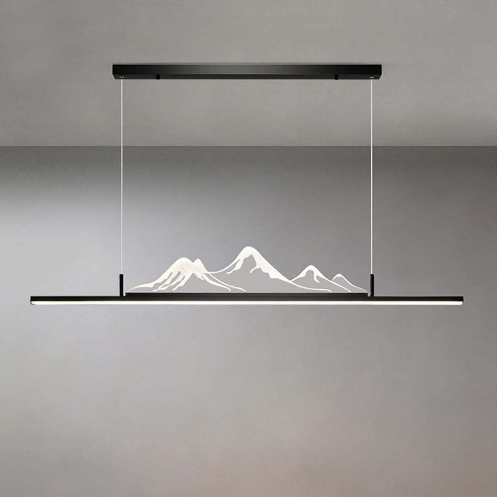 Abinlina 39" Linear Pendant Light Fixture - Dimmable LED Farmhouse Chandelier for Kitchen, Dining Room, and Coffee Bar - Gold and White Finish(Dark,100CM)