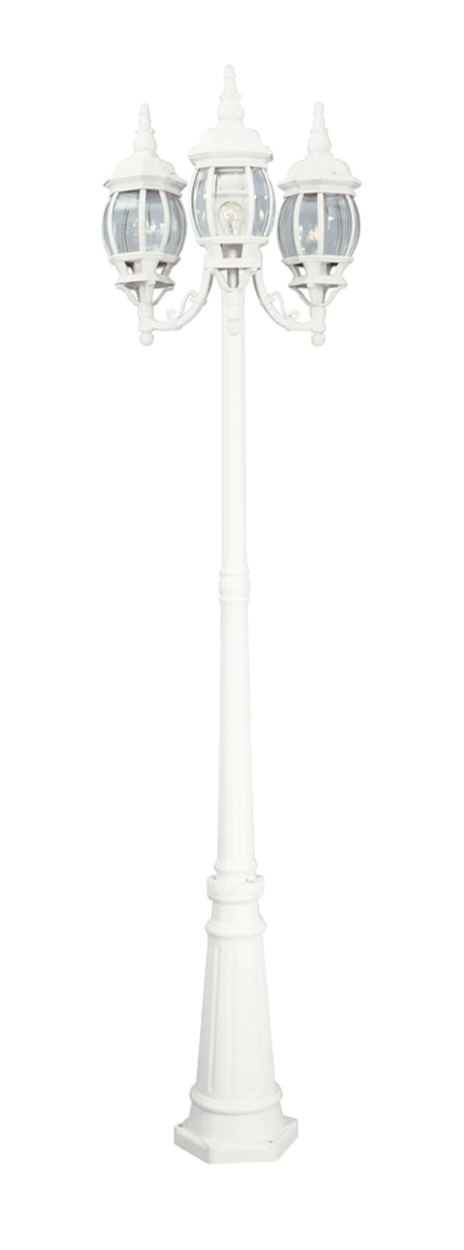 Designers Fountain 3-Light Riviera Outdoor Post Lantern, 84.5 Inch Exterior Lighting Fixture, White, 1923-WH