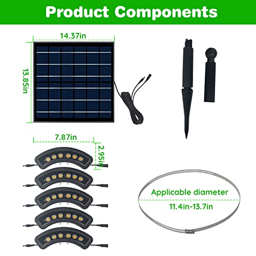 Rayslit Palm Tree Light Solar Powered - 5 In 1 Solar Palm Tree Light 4350Lm Warm Light Fits 11.4-13.7" Diameter Solar Tree Light Ip65 Waterproof For Palm Tree, Pine Tree, Fir Tree, Etc. #TOP6