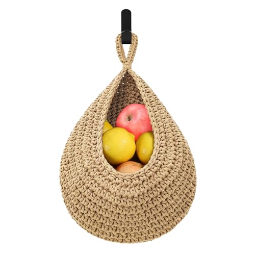 Ferizzia Cestini da Parete Sospesi, Cesto Portafrutta, Cestino Portaoggetti, Panier à Fruits in Corda di Cotone Intrecciata, Organizer per la Cucina, il Soggiorno, per Parete e Portaper