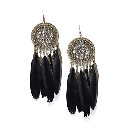 Jewels Galaxy Luxuria Elegant Antique Feather Oxidized Silver Glitzy Black Drop Earrings Jewellery For Women & Girls (FMYN-ERG-9859) (B07DWB11DS) Amazon Price History, Amazon Price Tracker