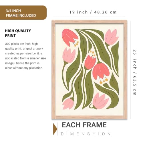 Image of kotart Painting Boho Wall Art Home Decoration Paintings With Frame For Living Room Bed Room Hotel Wall Decor Digital Reprint Set of 3 (19X25 inch)
