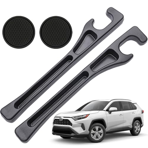 Pukonger Car Seat Gap Filler Compatible with Toyota Rav4 Accessories Seat Gap Plug Blocker with Storage Slot Organizer Non-Slip Car Cup Holder Coaster 2 Pack Black