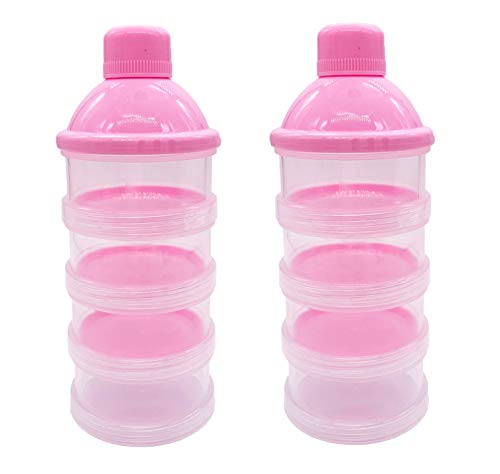 Image of Goldenvalueable Non-Spill Milk Powder Formula Dispenser/Storage Container, Pink (2pcs)