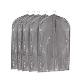 Amazon Basics Fabric Garment Bags, Grey - 5-Pack