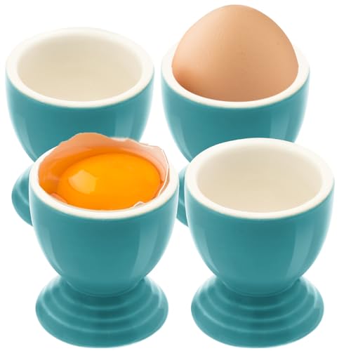 vibedor 4 Pcs Colorful Egg Cups Ceramic Egg Cups, Porcelain Egg Holders for Hard Boiled Egg and Soft...