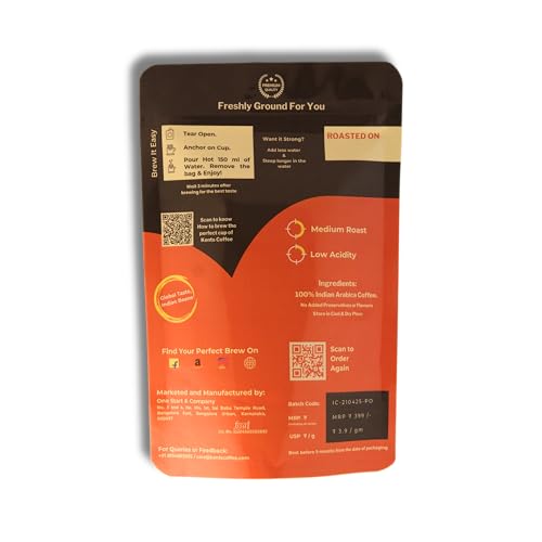 Image of Kents Coffee Indian Chill | Pour Over Drip Coffee Bags | Bold, Earthy And Dark Chocolate Taste Notes | Non-Bitter, Low Acidity, Gut-Friendly Black Coffee (Pack Of 10, 10Gm Each)
