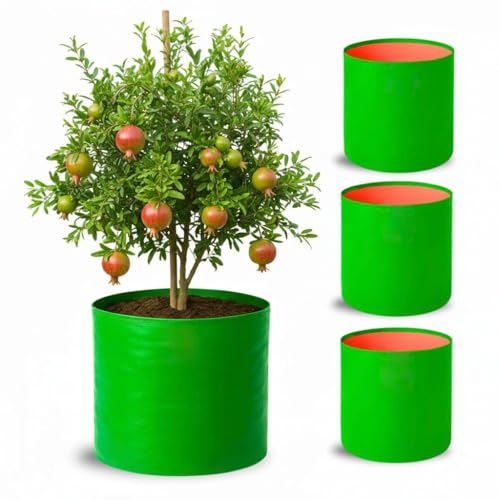 Image of 18x18 Big Size Grow Bags for Terrace Gardening, Premium HDPE Green-Orange Large Planters for Fruit Tree (Pack of 4, 18x18)