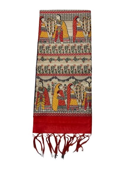 Image of Sanavi's Saree Kuthir Pure Handloom Tussar Ghicha Madhubani Printed Silk Saree with Blouse Piece inside