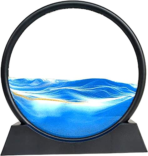 Peinture de sable coulant, peinture de sable d'art dynamique de paysage naturel 3D, peinture de sable de mer profonde 3D en verre rond paysage de sable artistique for décoration de maison, décoration Cover