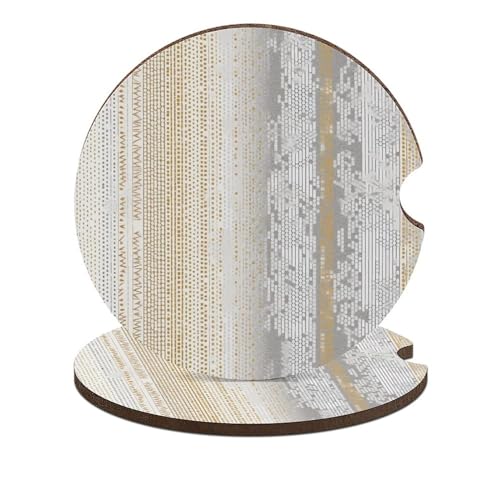 Portavasos para Auto, Juego de 2, Madera, Patrón Oro y Gris miniatura 1