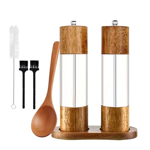 Juego de molinillos manuales de especias ajustables para sales y pimientos, acrílico transparente, utensilios de cocina para cocineros caseros, molinillos de pimienta acrílicos
