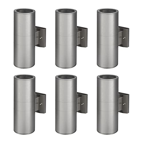 Asd E26 Base Socket Wall Mount Light Fixture | Round Cylinder Sconce | 12 Inch 60W 120V A19 Bulb | Up And Down Lighting, Outdoor Lamp, Decoration Lantern, Waterproof, Etl | Steel, 6 Pack #TOP9