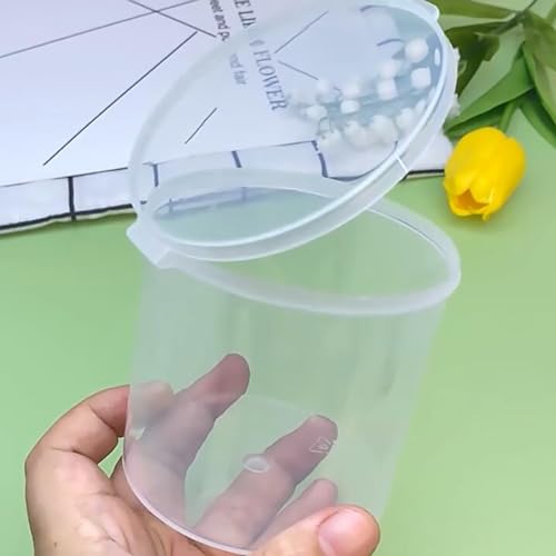 Image of 6 Pcs Clear Plastic Round Storage Jars (8.45 oz), D3.03 x H3.03 Inch Bead Storage Containers, Empty Round Transparent Plastic Bead Box for Small Items, Crafts, Jewelry, Hardware