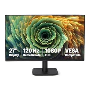Amazon Basics Écran d’Ordinateur 68,6 cm, 120 Hz, FHD 1080P, HDMI, DP, VGA, Compatible VESA pour Le Bureau et la Maison, Noir