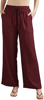 Oxinexx Soft & Comfortable Rayon Palazzo Pants for Women Relaxed Loose Fit Trendy Wide Leg Palazzo for Office, College, Tr... Price In India