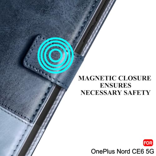 Image of TheGiftKart Flip Back Cover Case for OnePlus Nord CE 6 5G | Dual-Color Leather Finish | Inbuilt Stand & Pockets | Wallet Style Flip Back Case Cover for OnePlus Nord CE6 (Faux Leather, Blue & Sky)