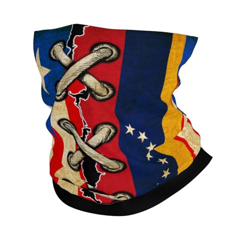 Polainas De Cuello Combinación Vintage De Banderas Venezolanas Y Puertorriqueñas De Puerto Rico Y Venezuela Cuello Bufanda Durable Sombreros Secado Rápido Pasamontañas para Ciclismo Verano